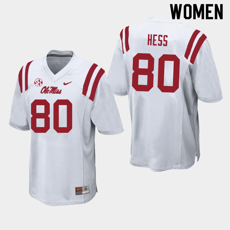 Women #80 Jonathan Hess Ole Miss Rebels College Football Jerseys Sale-White